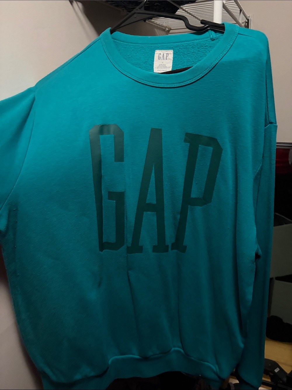 GAP Men's Teal Logo Crewneck Sweatshirt